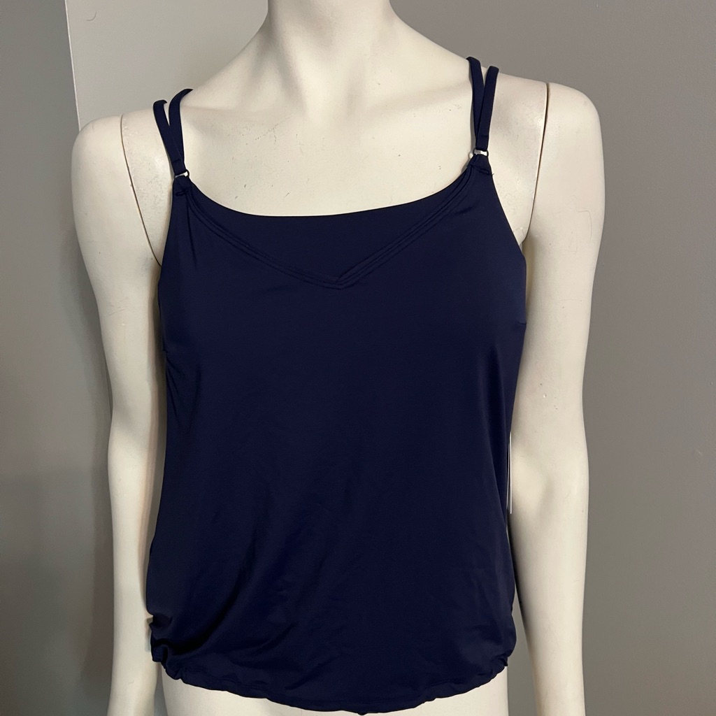 Athleta Seascape Underwire Removable Cups Drawstring Blue Tankini Nwt Medium